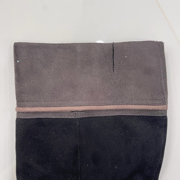 Rialto Black Gray Cordelia Patchwork Boots Zipper Suede Knee High Heel Almond 8M - Picture 13 of 14